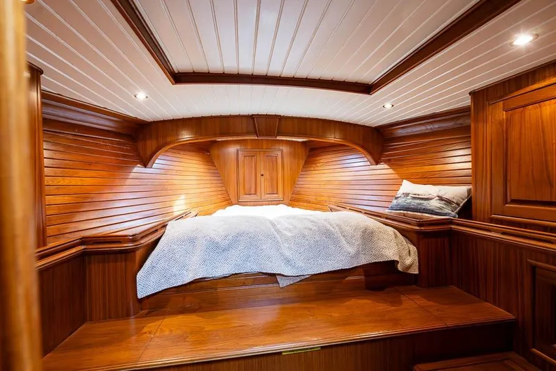 Slide: The Image of Luxurious wooden cabin interior of 1974 C&C 61 Ocean Racer/Cruiser yacht. - 26