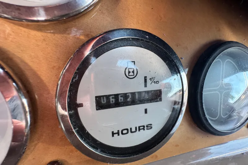 Slide: The Image of Close-up of a 1997 Carver 350 Mariner hour meter reading 6621 hours. - 30