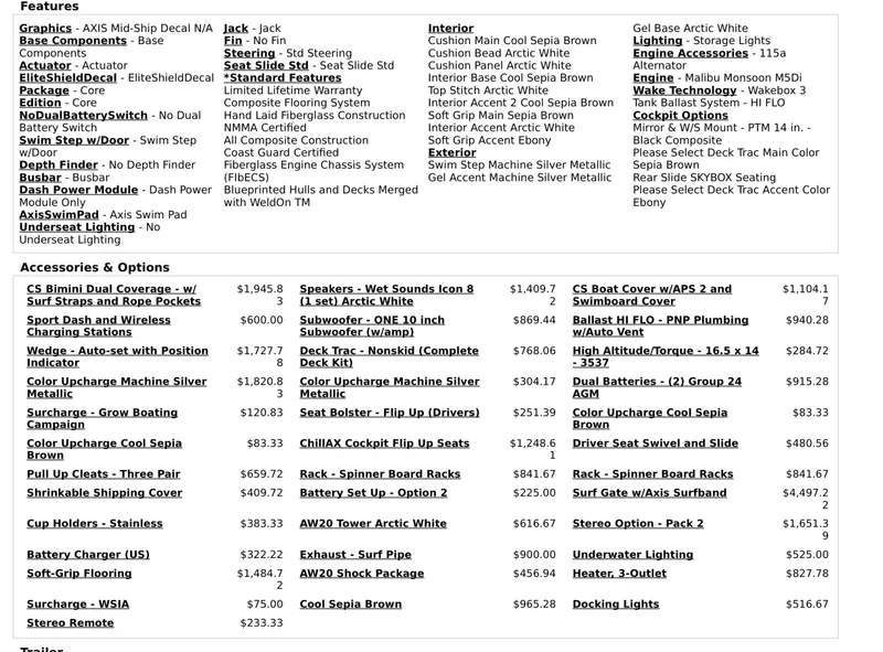 Slide: The Image of 2023 Axis Wake Research A24 boat accessories and options. - 24