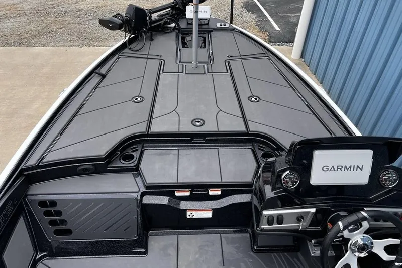 Slide: The Image of 2026 Nitro Z19 XL Pro boat deck with Garmin navigation system, sleek design. - 12