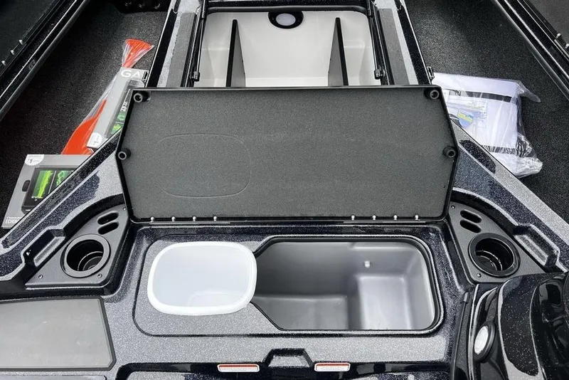 Slide: The Image of 2026 Nitro Z19 XL Pro boat interior with storage compartments and accessories. - 16