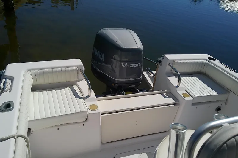 Slide: The Image of 1999 Grady-White Escape 209 boat with Yamaha V6 200 engine, rear seating view. - 12