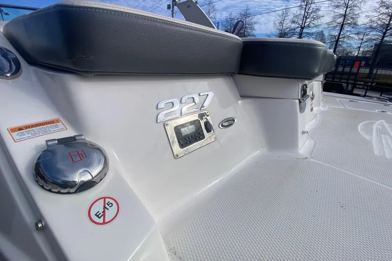 Slide: The Image of 2017 Chaparral 227 SSX boat deck with seating and control panel. - 10