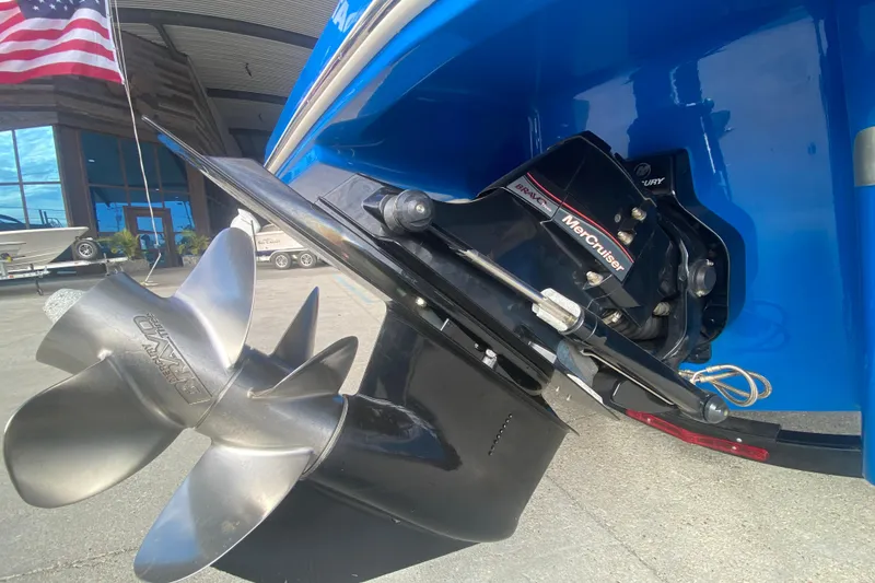 Slide: The Image of 2017 Chaparral 227 SSX boat with MerCruiser Bravo Three outdrive and propeller. - 3