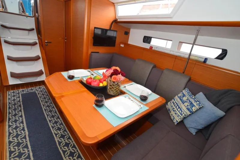 Slide: The Image of Anchor locker of 2014 Jeanneau Sun Odyssey 469 sailboat with coiled rope. - 20