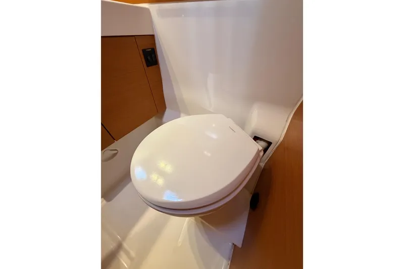 Slide: The Image of 2014 Jeanneau Sun Odyssey 469 yacht bathroom with modern toilet design. - 90