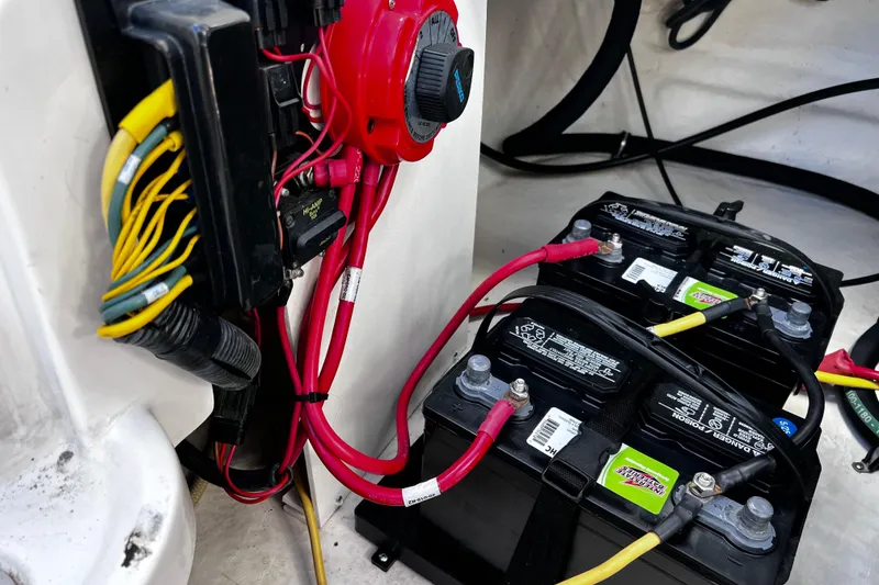 Slide: The Image of Electrical system of a 2005 Chaparral Sunesta 254 boat with batteries and wiring. - 21