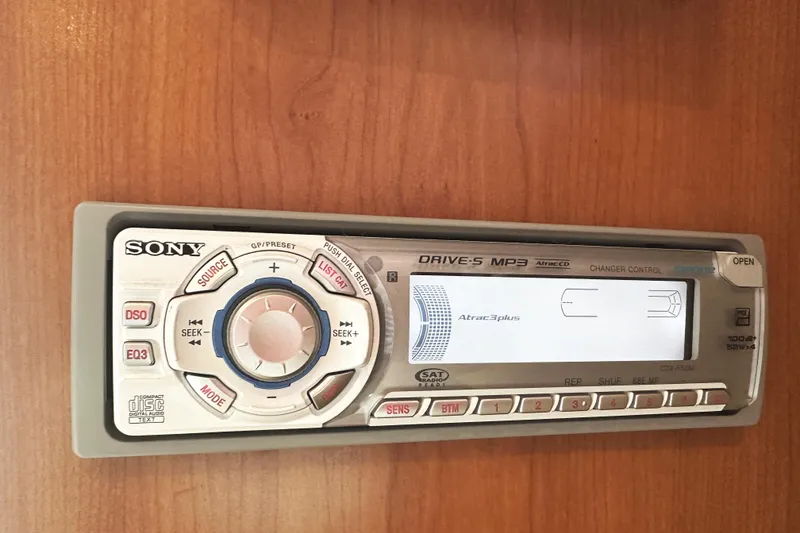 Slide: The Image of Sony car stereo system in a 2008 Silverton 36 Convertible boat. - 36