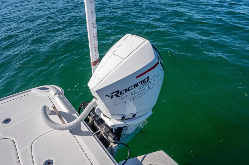 Slide: The Image of 2017 SeaVee 270Z boat with Racing 450 engine on calm water. - 23