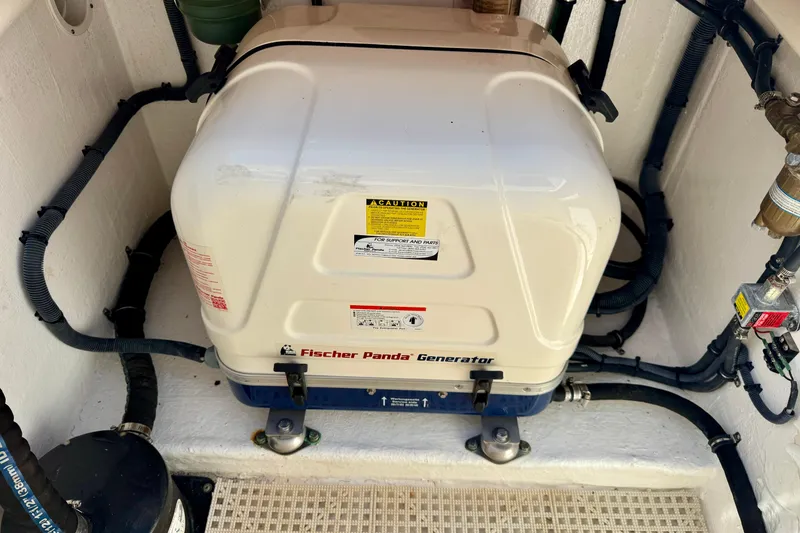 Slide: The Image of Fischer Panda generator in 2019 Intrepid 407 Cuddy boat engine room. - 22