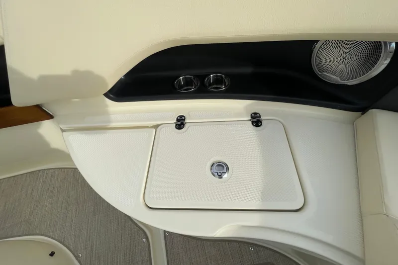Slide: The Image of 2026 Chris-Craft 310 Catalina interior detail with speaker and storage compartment. - 71