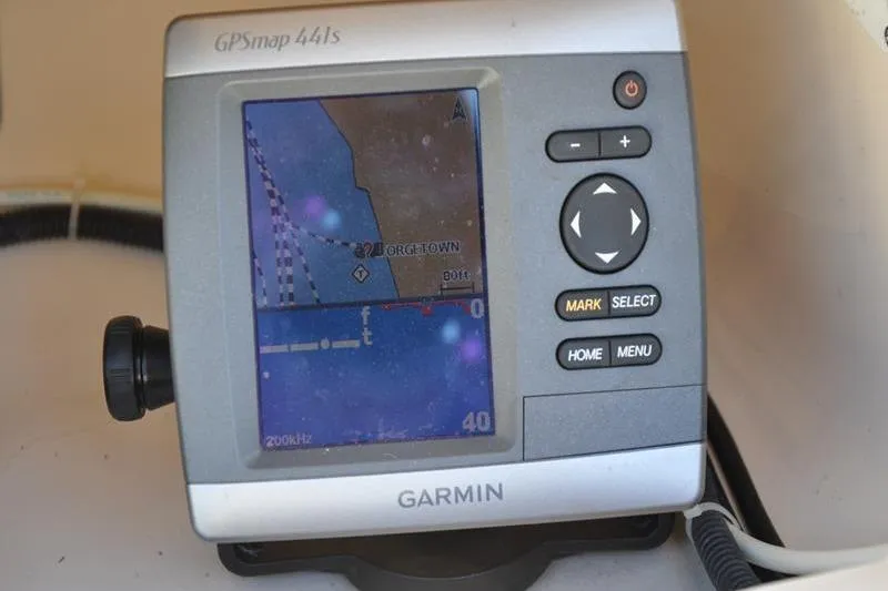 Slide: The Image of Garmin GPSmap 441s on 2007 Grady-White Seafarer 226 boat, displaying navigation map. - 29