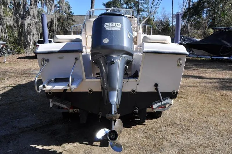 Slide: The Image of 2007 Grady-White Seafarer 226 boat with 200 horsepower outboard motor, rear view. - 3