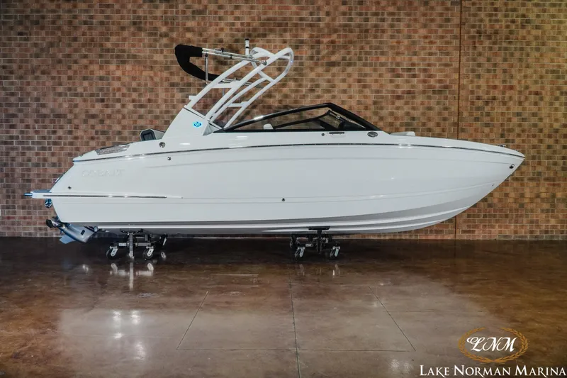 The Image of 2026 Cobalt R4 boat displayed indoors at Lake Norman Marina. - 0