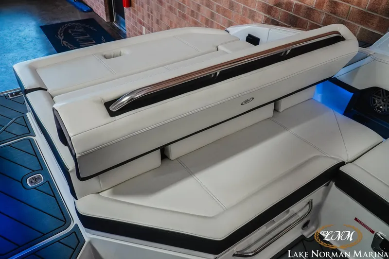 Slide: The Image of 2026 Cobalt R4 boat interior with luxurious white seating at Lake Norman Marina. - 20