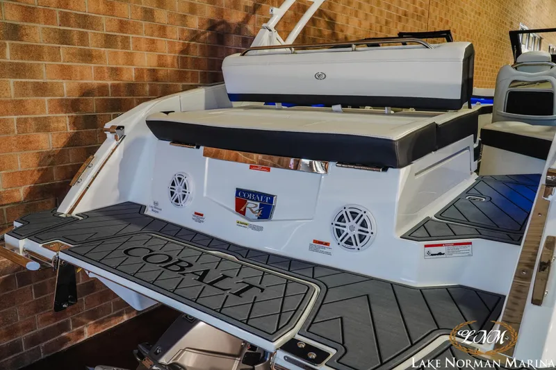 Slide: The Image of 2026 Cobalt R4 boat with sleek design at Lake Norman Marina. - 6
