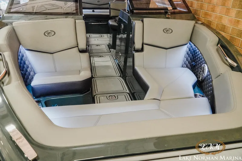 Slide: The Image of Luxurious interior of 2026 Cobalt R6 Surf boat with elegant seating and modern design. - 5