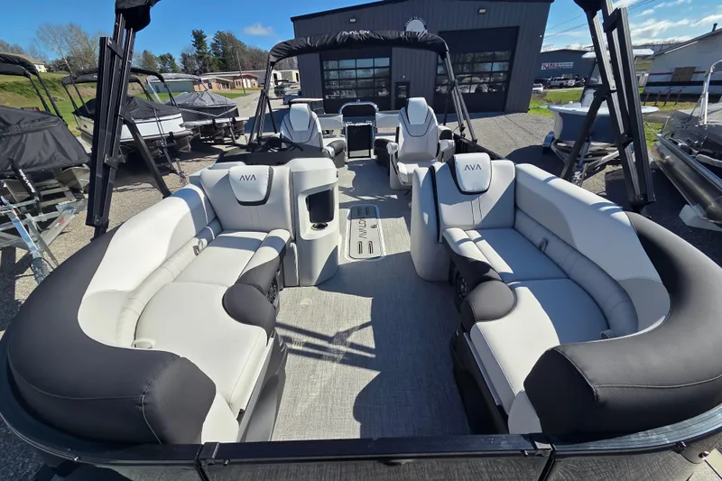 Slide: The Image of 2026 Avalon Platinum LSZ 2585 Quad Lounger Shift pontoon boat with luxurious seating. - 6