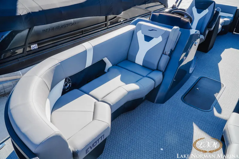 Slide: The Image of Luxurious seating on 2026 Evotti 523QL boat at Lake Norman Marina. - 13