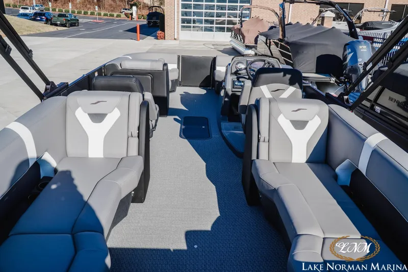 Slide: The Image of 2026 Evotti 523QL pontoon boat interior at Lake Norman Marina. - 4