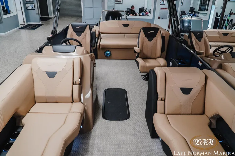 Slide: The Image of Luxurious interior of 2026 Evotti 523CS boat at Lake Norman Marina. - 15