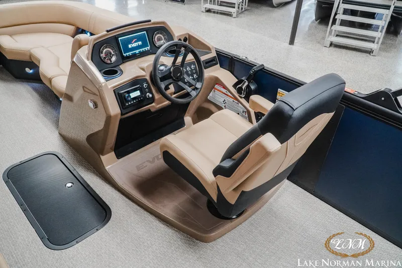 Slide: The Image of Luxurious 2026 Evotti 523CS boat interior with modern dashboard and comfortable seating. - 9