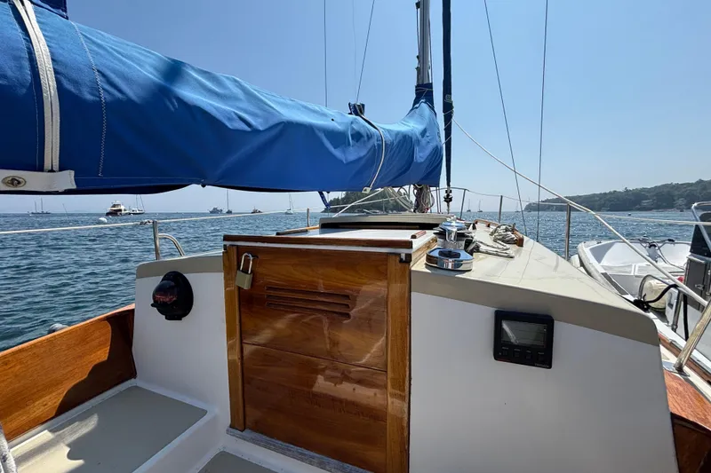 Slide: The Image of Sailboat deck view of 1998 Hank Hinckley Great Harbor 26 on the water. - 7