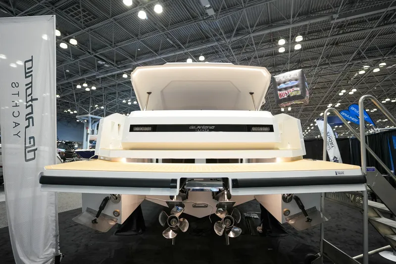 Slide: The Image of De Antonio Yachts D36 2026 displayed at a boat show. - 3
