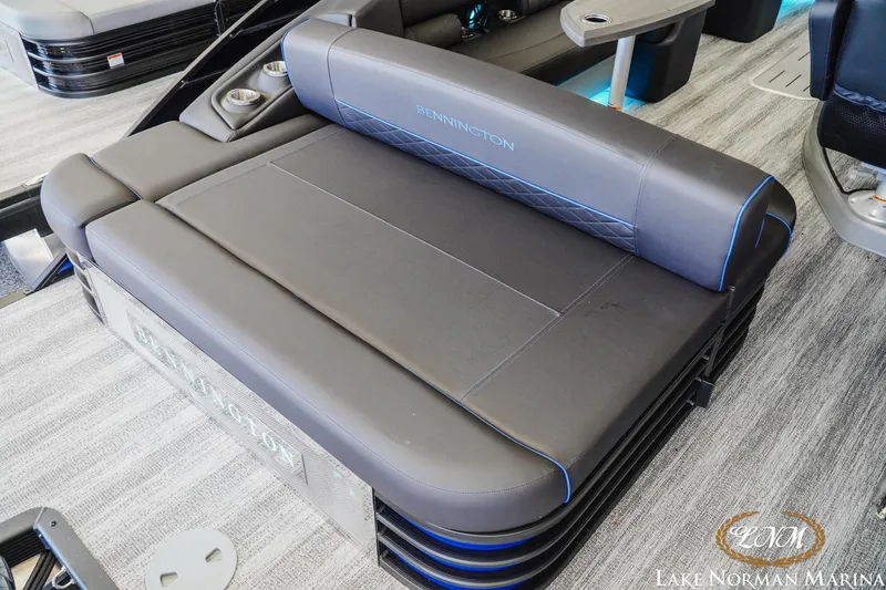 Slide: The Image of 2026 Bennington 23LSB boat interior with luxurious seating and modern design. - 7