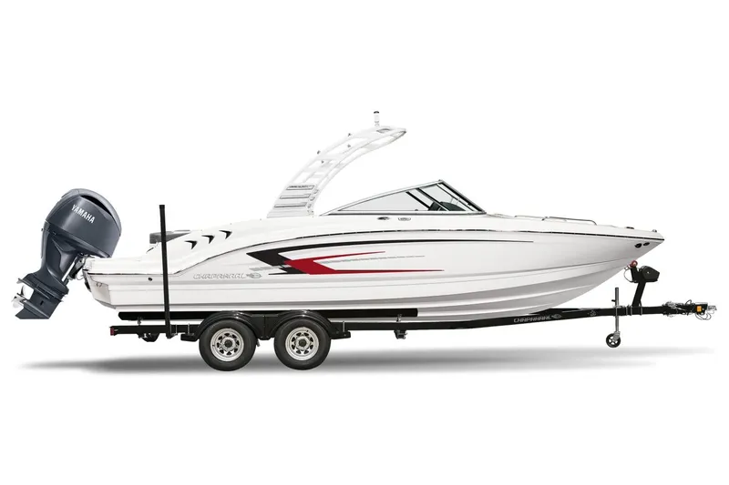 Slide: The Image of Manufacturer Provided Image: 2026 Chaparral 23 SSi OB boat on trailer, featuring Yamaha outboard motor. - 15