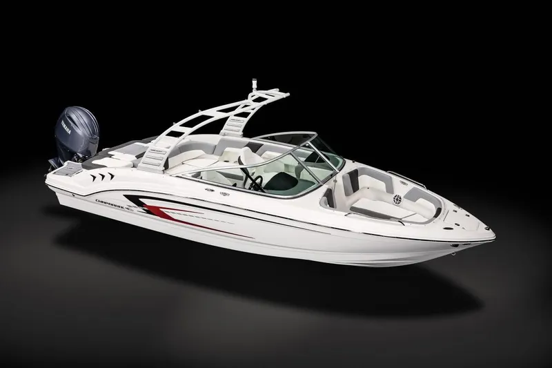 Slide: The Image of Manufacturer Provided Image: 2025 Chaparral 23 SSi OB boat with sleek design and Yamaha outboard motor. - 4