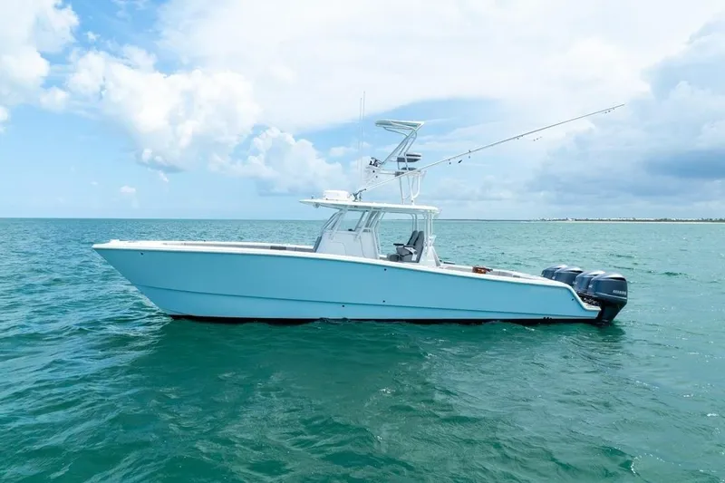 Slide: The Image of Freeman 37VH 2018 boat on open sea under clear sky. - 3