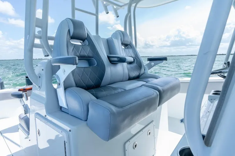 Slide: The Image of Luxurious seating on 2018 Freeman 37VH boat with ocean view. - 34
