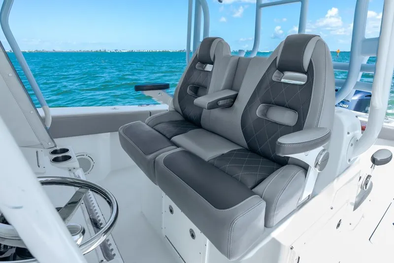 Slide: The Image of Luxury seating on 2018 Freeman 37VH boat with ocean view. - 35