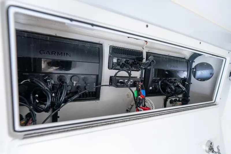 Slide: The Image of Electrical panel with Garmin systems in 2018 Freeman 37VH boat. - 52