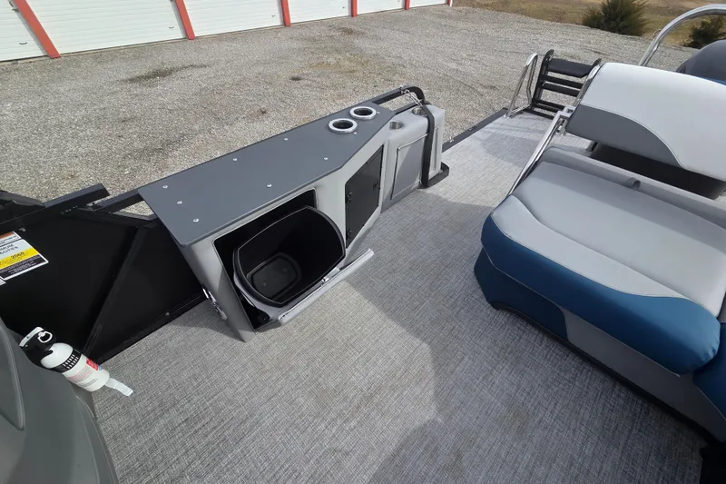 Slide: The Image of 2026 Avalon Platinum LSZ 2585 Cruise Rear Bench interior with storage and seating. - 11