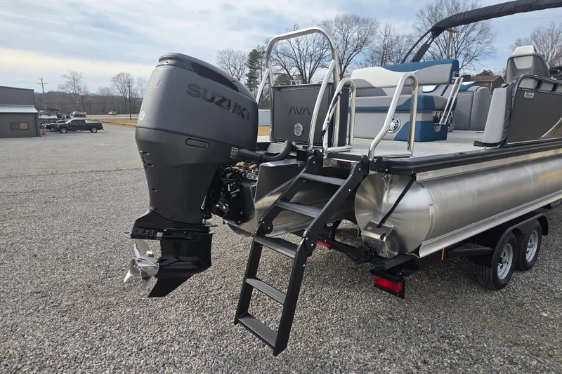 Slide: The Image of 2026 Avalon Platinum LSZ 2585 Cruise Rear Bench with Suzuki outboard motor. - 6