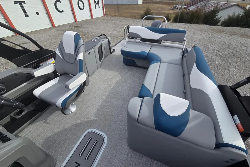Slide: The Image of 2026 Avalon Platinum LSZ 2585 Cruise Rear Bench with stylish seating and modern design. - 8
