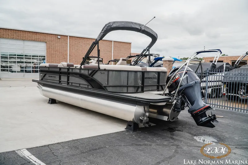 Slide: The Image of 2026 Bennington 23SSR pontoon boat with canopy at Lake Norman Marina. - 3