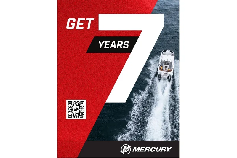 The Image of 2026 Lund 1700 Explorer Tiller boat on water, Mercury promotion, red and black design. - 0