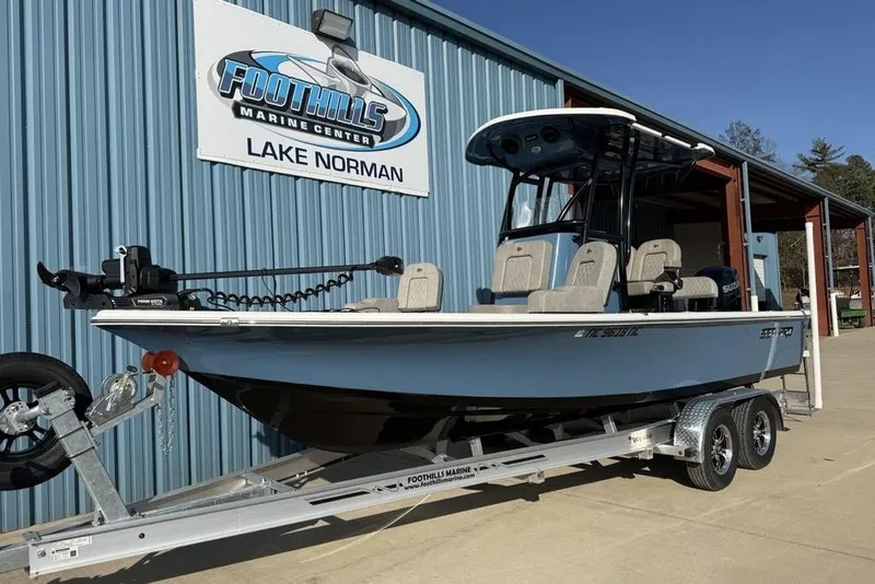 Slide: The Image of 2024 Sea Pro 230 Bay boat on trailer at Foothills Marine Center, Lake Norman. - 3