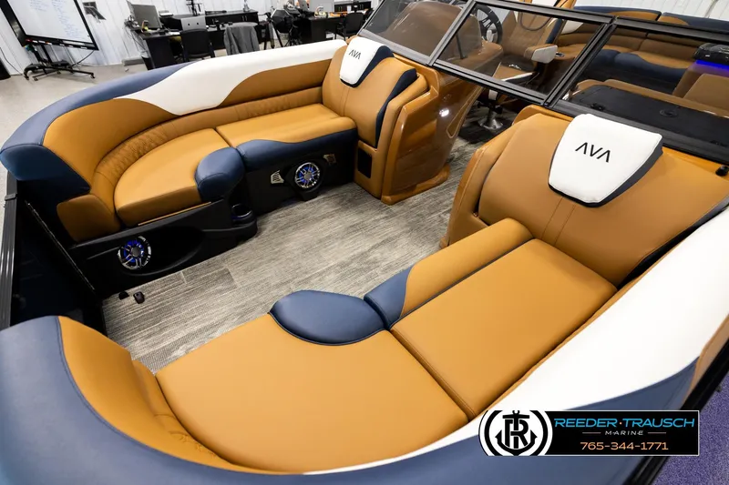 Slide: The Image of Luxurious interior of 2026 Avalon LSZ ELW boat with plush seating and modern design. - 10