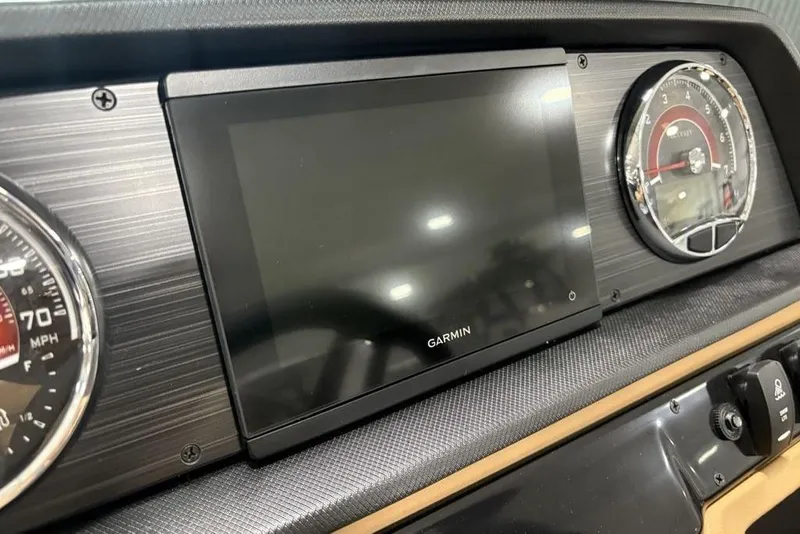 Slide: The Image of Dashboard of 2026 Godfrey Sweetwater 2286 QS with Garmin display and gauges. - 17