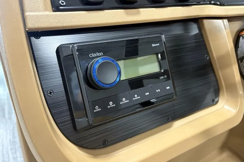 Slide: The Image of Clarion audio system in 2026 Godfrey Sweetwater 2286 QS boat dashboard. - 20