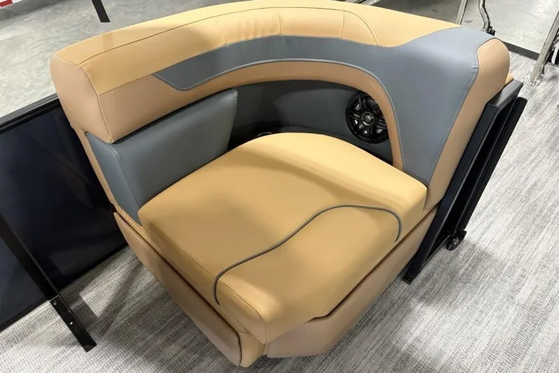 Slide: The Image of 2026 Godfrey Sweetwater 2286 QS boat seat, beige and gray upholstery, modern design. - 26