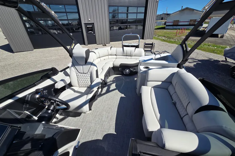 Slide: The Image of Luxurious interior of 2026 Avalon Platinum Catalina 2785 Elite Windshield boat. - 9