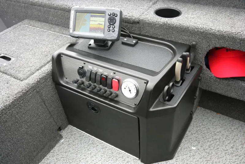 Slide: The Image of Manufacturer Provided Image: 2021 Lund 1775 Pro Guide boat console with fish finder and control panel. - 22