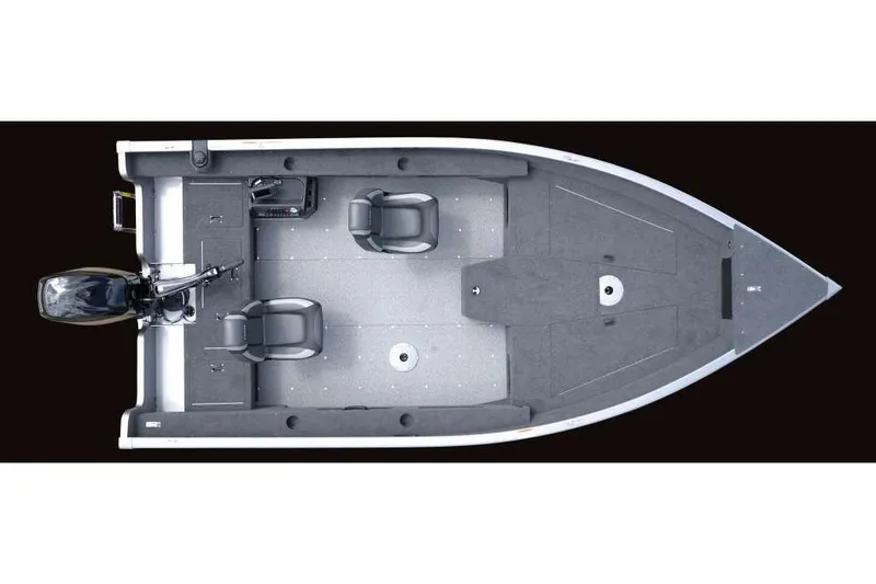 Slide: The Image of Manufacturer Provided Image: 2021 Lund 1775 Pro Guide fishing boat, top view, with two seats and motor. - 28