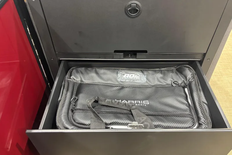Slide: The Image of Open drawer with Harris Sunliner 230 bag, 2026 model, in black storage compartment. - 7