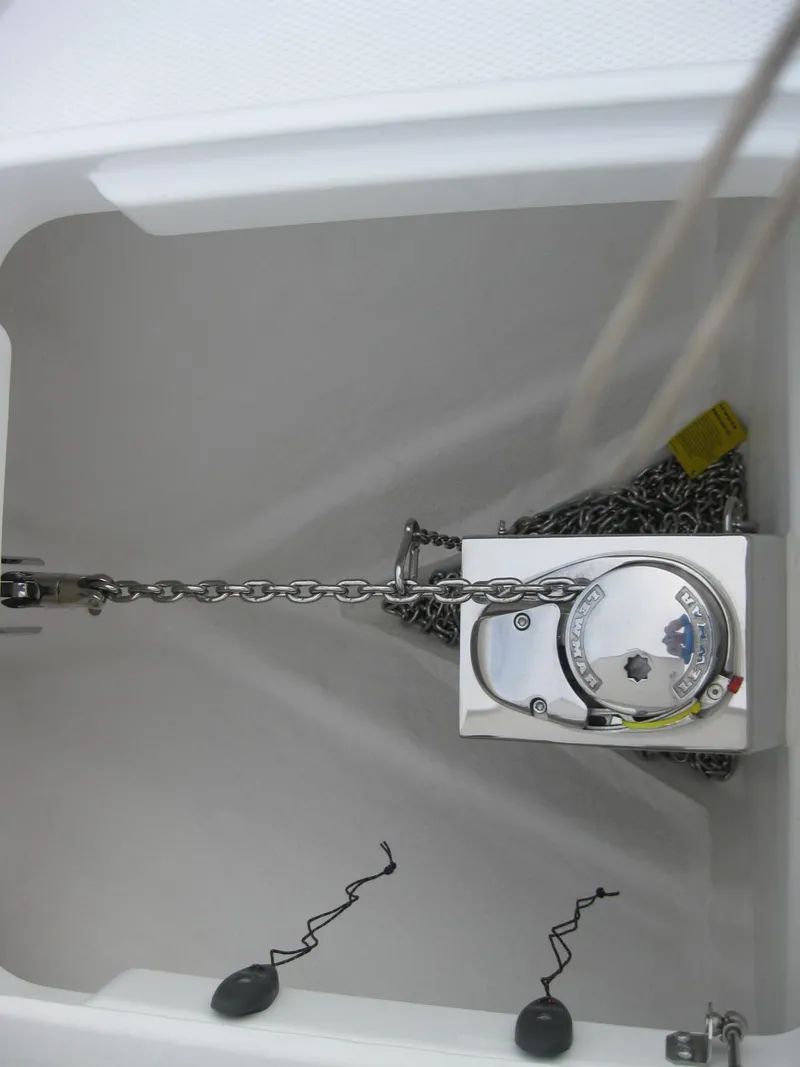 Slide: The Image of Anchor chain compartment of Nimbus T9 2024 boat. - 40